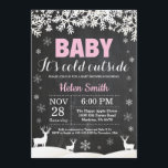 Baby its Cold Outside Deer Winter Girl Baby Shower Invitation<br><div class="desc">Baby its Cold Outside Deer Winter Girl Baby Shower Invitation. Baby its cold outside Baby Shower Invitation. White Snowflake. Girl Baby Shower Invitation. Winter Holiday Baby Shower Invite. Chalkboard Background. Black and White. For further customisation, please click the "Customise it" button and use our design tool to modify this template....</div>