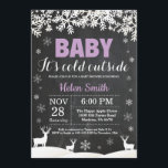 Baby its Cold Outside Deer Winter Girl Baby Shower Invitation<br><div class="desc">Baby its Cold Outside Deer Winter Girl Baby Shower Invitation. Baby its cold outside Baby Shower Invitation. White Snowflake. Girl Baby Shower Invitation. Winter Holiday Baby Shower Invite. Chalkboard Background. Black and White. For further customisation, please click the "Customise it" button and use our design tool to modify this template....</div>
