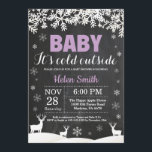 Baby its Cold Outside Deer Winter Girl Baby Shower Invitation<br><div class="desc">Baby its Cold Outside Deer Winter Girl Baby Shower Invitation. Baby its cold outside Baby Shower Invitation. White Snowflake. Girl Baby Shower Invitation. Winter Holiday Baby Shower Invite. Chalkboard Background. Black and White. For further customisation, please click the "Customise it" button and use our design tool to modify this template....</div>