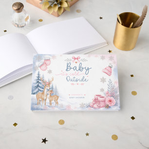 Baby Its Cold Outside Deer Woodland Baby Shower Guest Book