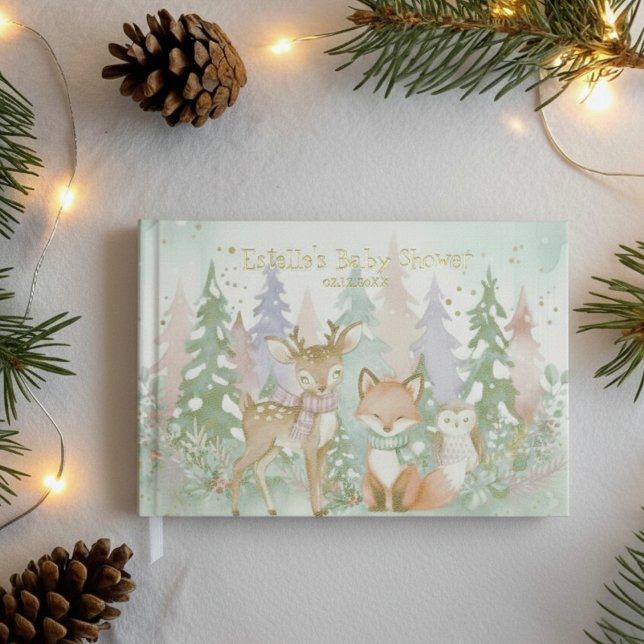 Baby It's Cold Outside Elegant Winter Woodland  Guest Book (Creator Uploaded)