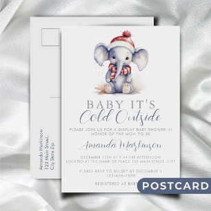 Baby it's cold outside elephant christmas shower postcard