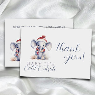 Baby it's cold outside elephant christmas shower thank you card
