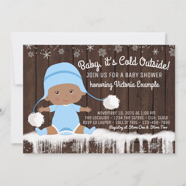 Baby its Cold Outside Ethnic Boy Shower Invitation (Front)
