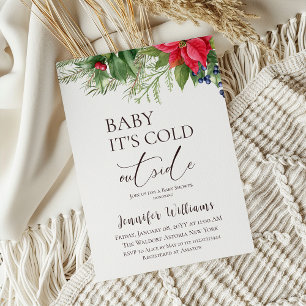 Baby Its Cold Outside Evergreen Winter Baby Shower Invitation