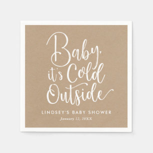 Baby It's Cold Outside Faux Kraft Baby Shower Napkin