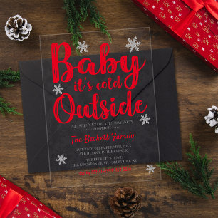 Baby It's Cold Outside Festive Christmas Party Acrylic Invitations