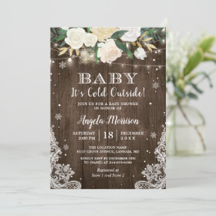Baby Its Cold Outside Floral Rustic Baby Shower Invitation