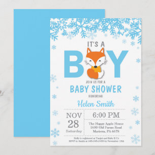 Baby its Cold Outside Fox Boy Baby Shower Invitation