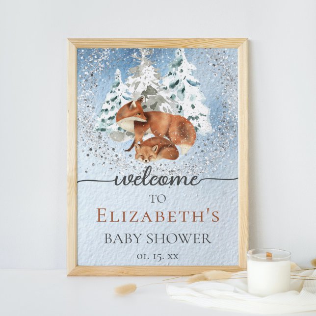 Baby It's Cold Outside Foxes Baby Shower Welcome Poster (Creator Uploaded)