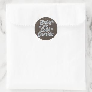 Baby It's Cold Outside Frozen Christmas Lettering Classic Round Sticker