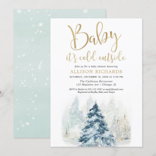 Baby it's cold outside gender neutral baby shower invitation