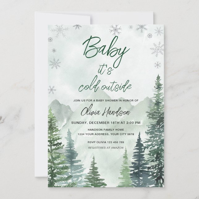 Baby its cold outside Gender neutral baby shower Invitation (Front)
