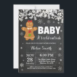 Baby its Cold Outside Gingerbread Man Baby Shower Invitation<br><div class="desc">Baby its Cold Outside Winter Snowflake Gingerbread Girl Boy Baby Shower Invitation. White Snowflake. Boy or Girl Baby Shower Invitation. Winter Holiday Baby Shower Invite. Chalkboard Background. Black and White. For further customisation,  please click the "Customise it" button and use our design tool to modify this template.</div>