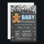 Baby its Cold Outside Gingerbread Man Baby Shower Invitation<br><div class="desc">Baby its Cold Outside Winter Snowflake Gingerbread Man Boy Baby Shower Invitation. White Snowflake. Boy or Girl Baby Shower Invitation. Winter Holiday Baby Shower Invite. Chalkboard Background. Black and White. For further customisation,  please click the "Customise it" button and use our design tool to modify this template.</div>