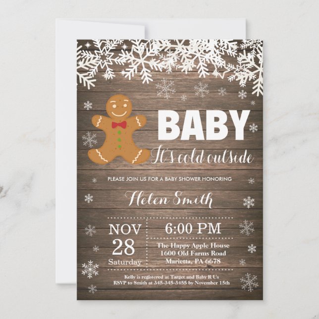 Baby its Cold Outside Gingerbread Man Baby Shower Invitation (Front)