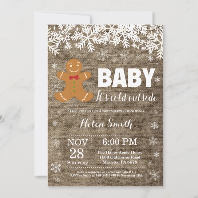 Baby its Cold Outside Gingerbread Man Baby Shower Invitation (Front)