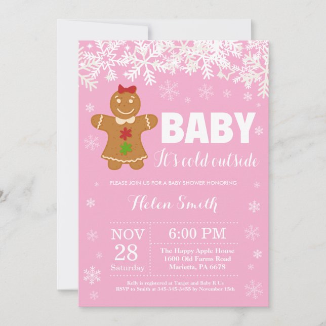 Baby its Cold Outside Gingerbread Man Baby Shower Invitation (Front)