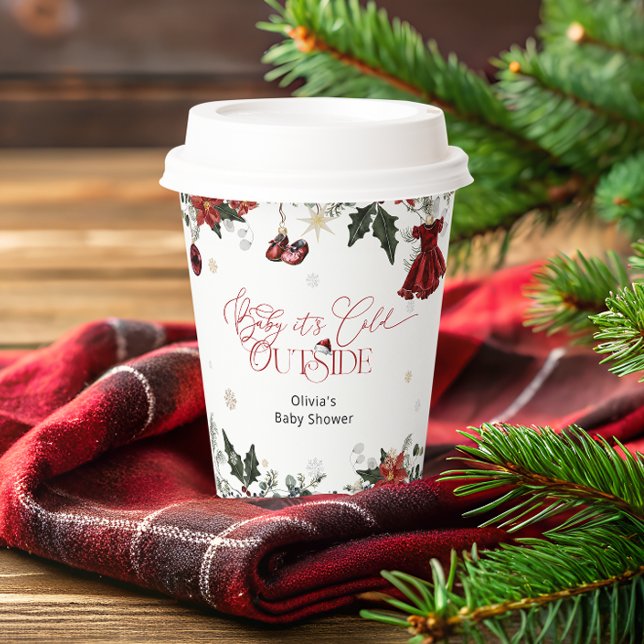Baby its Cold Outside Girl Baby Shower Paper Cups (Creator Uploaded)
