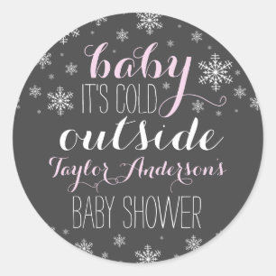 Baby it's Cold Outside - Girl Baby Shower Sticker