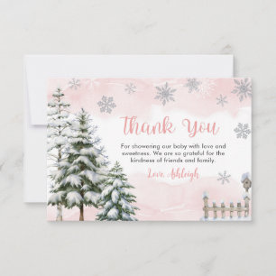 Baby it's Cold Outside Girl Baby Shower Thank You Card