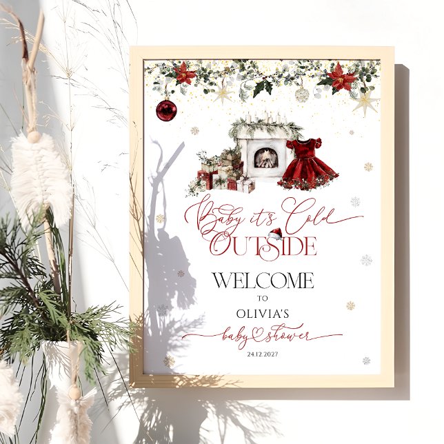 Baby its Cold Outside Girl Baby Shower Welcome Poster (Creator Uploaded)