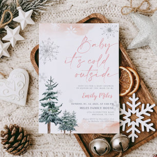 Baby it's Cold Outside, Girl Baby shower winter Invitation