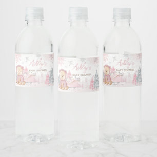 Baby Its Cold Outside Girl Bear Water Bottle Label