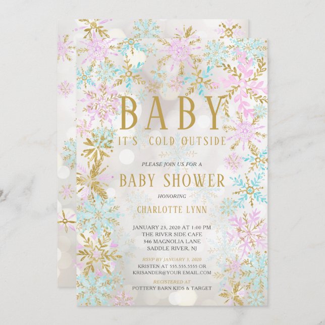Baby It's Cold Outside Girl or Boy Baby Shower Invitation (Front/Back)