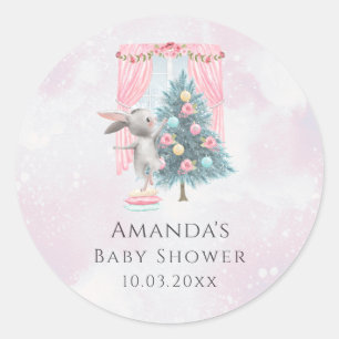 Baby It's Cold Outside Girl Winter Baby Shower  Classic Round Sticker