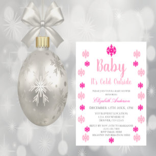 Baby It's Cold Outside Girl Winter Baby Shower Invitation