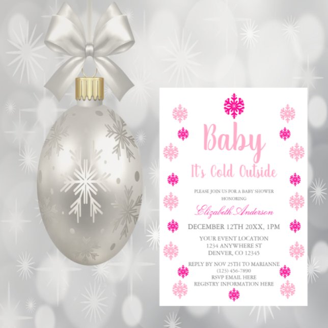 Baby It's Cold Outside Girl Winter Baby Shower Invitation (Creator Uploaded)