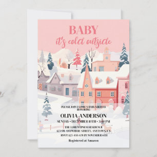 Baby its cold outside girl winter baby shower invitation