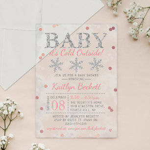 Baby It's Cold Outside Girls Winter Baby Shower Acrylic Invitations