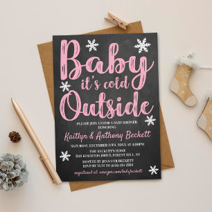 Baby It's Cold Outside Girls Winter Baby Shower Invitation