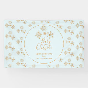 Baby it's Cold Outside Gold Snowflakes on Blue Banner