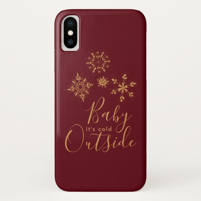 Baby it's Cold Outside Golden Snowflakes Case-Mate iPhone Case (Back)