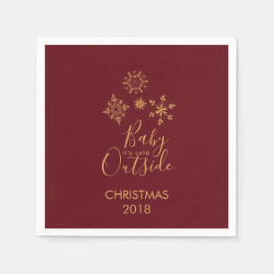 Baby it's Cold Outside Golden Snowflakes Napkin