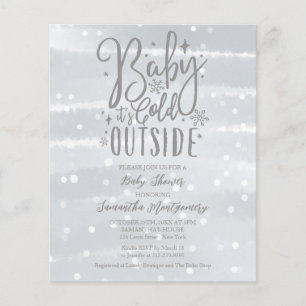 Baby It's Cold Outside Grey Baby Shower Invitation