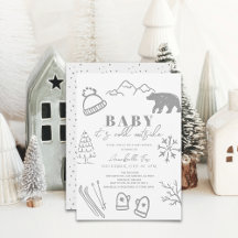 Baby It's Cold Outside Grey Ski Baby Shower