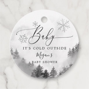 Baby It's Cold Outside Grey Winter Shower Favour Tags