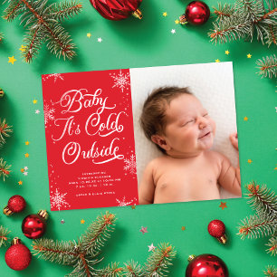 Baby It's Cold Outside Holiday Birth Photo Card