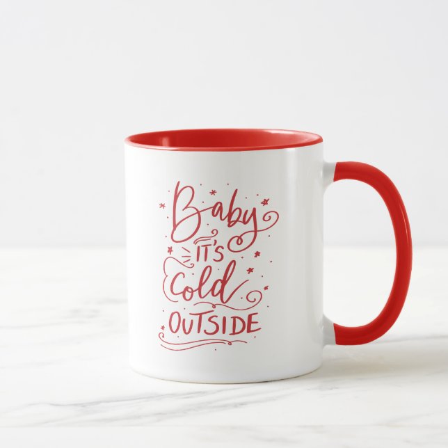 Baby Its Cold Outside | Holiday Red Script Mug (Right)