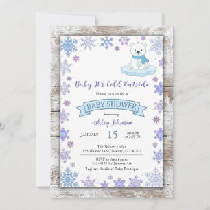 Baby It's Cold Outside Iceberg Scarf Polar Bear Invitation