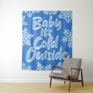Baby It's Cold Outside Icy Retro Frozen Christmas Tapestry