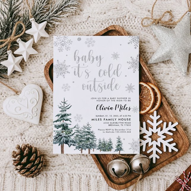 Baby It's Cold Outside invitation winter silver (Creator Uploaded)
