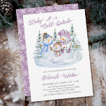 Baby it's Cold Outside Jolly Snowman Baby Shower Invitation<br><div class="desc">Snowman Baby Shower invitation lettered with "baby it's cold outside" in a colour palette of lavender and white. Cute watercolor design with trio of merry snowmen surrounded by christmas trees. The winter holiday season invite has snowflakes on the back and curly typography.</div>