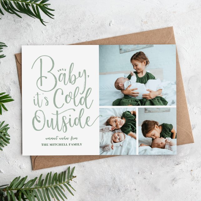 Baby It's Cold Outside Magnetic Holiday Photo Card (Creator Uploaded)