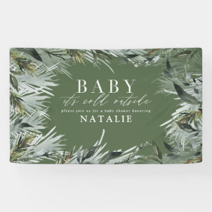 Baby its cold outside modern botanical baby shower banner