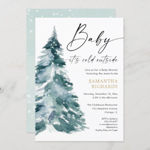 Baby it's cold outside modern calligraphy winter invitation